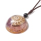 Collar con colgante de concha semicircular de piedras preciosas naturales mixtas NJEW-C031-03B-3