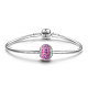 TINYSAND Rondelle Rhodium Plated 925 Sterling Silver Pave Setting Pink Cubic Zirconia European Beads TS-C-040-2