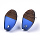 Серьги-гвоздики из прозрачной смолы и орехового дерева MAK-N032-010A-A01-2