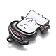 ハロウィンテーマアロイエナメルペンダント  黒い魔女の帽子とほうきを持つ白い幽霊  電気泳動黒  22.5x14.5x1.5mm  穴：1.6mm X-ENAM-J649-03B-4