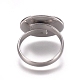 304ステンレス製フィンガー指輪のコンポーネント  パッドリングベースパーツ  オーバル  ステンレス鋼色  トレイ：18.5x13.5mm  サイズ7  17.5mm STAS-M274-034P-2
