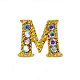 Cabujones de clavos con letras de diamantes de imitación de oro de aleación MRMJ-S047-023M-1