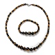 Ensembles de bijoux colliers de perles graduées en pietersite naturelle et bracelets extensibles SJEW-H304-01E-1