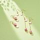 3 paio di 3 ciondoli smaltati in lega rosa stile e orecchini pendenti con perline in resina EJEW-JE05030-02-2