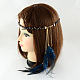 Woman's Dyed Feather Braided Suede Cord Headbands OHAR-R185-03-2