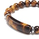 Bracelet extensible en perles d'oeil de tigre naturel BJEW-JB08879-04-4