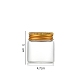 コラムガラススクリュートップビーズ貯蔵チューブ  アルミニウム製の口が付いた透明なガラス瓶  ゴールドカラー  4.7x5cm  容量：50ml（1.69fl.oz） CON-WH0086-094A-02-1
