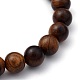 Эластичные браслеты из натурального дерева унисекс с бусинами BJEW-JB05463-03-2