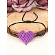 MIYUKIシード編みこみビーズブレスレット  女性のためのハートフレンドシップブレスレット  暗紫色  11インチ（28cm） BJEW-A121-31A-4