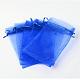 オーガンジーバッグ巾着袋  リボン付き  ブルー  15x10cm X-OP-R016-10x15cm-10-2