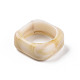 正方形の不透明な樹脂の指輪  天然石風  ナバホホワイト  usサイズ6 1/2(16.9mm) RJEW-S046-003-B02-4
