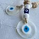 Flat Round with Evil Eye Glass Pendant Decorations EVIL-PW0002-20-2