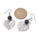 304 boucles d'oreilles pendantes à géométrie en acier inoxydable avec perles rondes en pierre de lave naturelle EJEW-JE05610-3