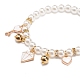 Pulsera elástica con cuentas de perlas de imitación de plástico abs con amuletos de esmalte de aleación para niños BJEW-JB08524-03-4