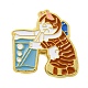 黄金の亜鉛合金のブローチ  漫画の猫のエナメルピン  カップ  25x25x1.6mm JEWB-Z015-01A-1