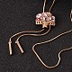 Цветок длинный регулируемый сплав горный хрусталь Lariat ожерелья NJEW-F193-G03-RG-1