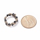 Natürlicher Topas-Kristall & geflochtener Perlen-Fingerring aus Glassamen RJEW-JR00465-03-5
