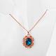 Real Rose Gold Plated Tin Alloy Glass Oval Pendant Necklaces for Women NJEW-BB04581-RG-5