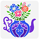 Fingerinspire Teekannen-Blumenschablone zum Malen DIY-WH0391-0213-1