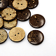 Botones de coco, 2 agujero, plano y redondo, coco marrón, 28x4mm, agujero: 2 mm