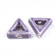 手作り磁器ビーズフレーム  光沢釉の磁器  三角形  紫色のメディア  13.5x15x5.5mm  穴：2mm PORC-S499-13C-2