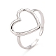 304 anneau de manchette coeur ouvert en acier inoxydable pour femme RJEW-C025-22P-1