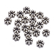 チベットの銀のスペーサー  鉛フリー＆カドミウムフリー  花  アンティークシルバー  直径約6mm  厚さ2mm  穴：1.5mm  約108個/20g Y-AB-0896-3