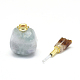 天然蛍石開閉式香水瓶ペンダント  真鍮のパーツとガラスのエッセンシャルオイルのボトル  30~36x18~20x9.5~16mm  穴：0.8mm  ガラス瓶容量：3ml（0.101液量オンス）  宝石の容量：1ml（0.03液量オンス） G-E556-01G-3