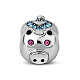 TINYSAND Pig Rhodium Plated 925 Sterling Silver Cubic Zirconia European Beads TS-C-050-1