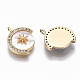 Brass Micro Pave Clear Cubic Zirconia Charms KK-T062-30G-NF-2