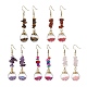 Natural & Synthetic Mixed Gemstone Chips Dangle Earrings EJEW-JE05634-1
