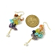 Boucles d'oreilles pendantes en pierres précieuses naturelles et synthétiques et perles de coquillage EJEW-TA00274-2