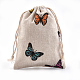 ポリコットン（ポリエステルコットン）パッキングポーチ巾着袋  印刷された蝶と  カラフル  13.1~14.5x9.5~10cm ABAG-S004-02B-10x14-1