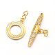 Brass Micro Pave Cubic Zirconia Ring Toggle Clasps ZIRC-E010-24G-2