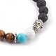 Bracelets extensibles en oeil de tigre naturel et perles de pierres précieuses naturelles et synthétiques BJEW-JB04004-02-2