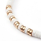 Blanc colliers de perles shell naturelles NJEW-JN03324-3
