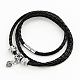 Trois boucles PU bracelets de chaîne en cuir BJEW-FF0007-029A-2