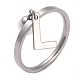 両用アイテム  304つのステンレス鋼の指輪またはペンダント  プラスチック丸ビーズ  ステンレス鋼色  ホワイト  文字.l  usサイズ5~9（15.7~18.9mm） RJEW-O045-21-PL-4