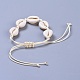 Verstellbare geflochtene Perlenarmbänder aus Kaurimuschel X-BJEW-JB04278-4