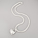 Silver Color Plated Brass Heart Pendant Necklaces NJEW-BB10040-2