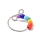 Anello a polsino aperto rotante con perline di vetro color arcobaleno RJEW-F127-02P-2