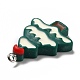 不透明樹脂ペンダント  プラチナトーンの鉄ループ付き  クリスマスツリー  濃い緑  32x22.5x5mm  穴：2mm RESI-D055-015P-4