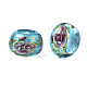 Perline di rondelle in acrilico trasparente con stampa floreale TACR-S160-01-B03-3