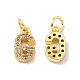 Real 18K Gold Plated Brass Micro Pave Clear Cubic Zirconia Charms KK-E068-VB452-G-1