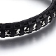 レザー編み込みコードブレスレット  304のステンレス鋼マグネットクラスプ付き  ブラック  ゴールデン·ステンレス鋼色  8-7/8インチ（22.5cm）  11.5mm BJEW-E352-10G-2
