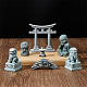 Superfindings 7 Uds. 7 estilos mini puente de piedra arenisca y puerta torii de resina/león/buda ksitigarbha/monjes DJEW-FH0001-23-5