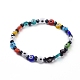Handmade Evil Eye Lampwork Flat Round Beads Stretch Bracelets BJEW-JB05005-2