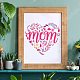 FINGERINSPIRE Mother's Day Heart Pattern Drawing Painting Stencils Templates (11.8x11.8inch) Heart Pattern with Word: Mom Stencils Decoration Stencils for Painting on Wood DIY-WH0172-388-5
