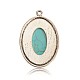 Vintage Antique Silver Tone Alloy Synthetic Turquoise Oval Pendants PALLOY-J501-01AS-2