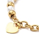 201 Stainless Steel Heart Padlock Charm Bracelet BJEW-A126-12G-2